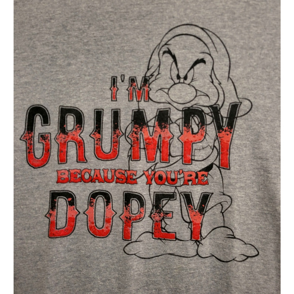 Disney Parks T-shirt Grumpy Adult Medium Gray Heathered Graphic Short Sleeves - Picture 4 of 11